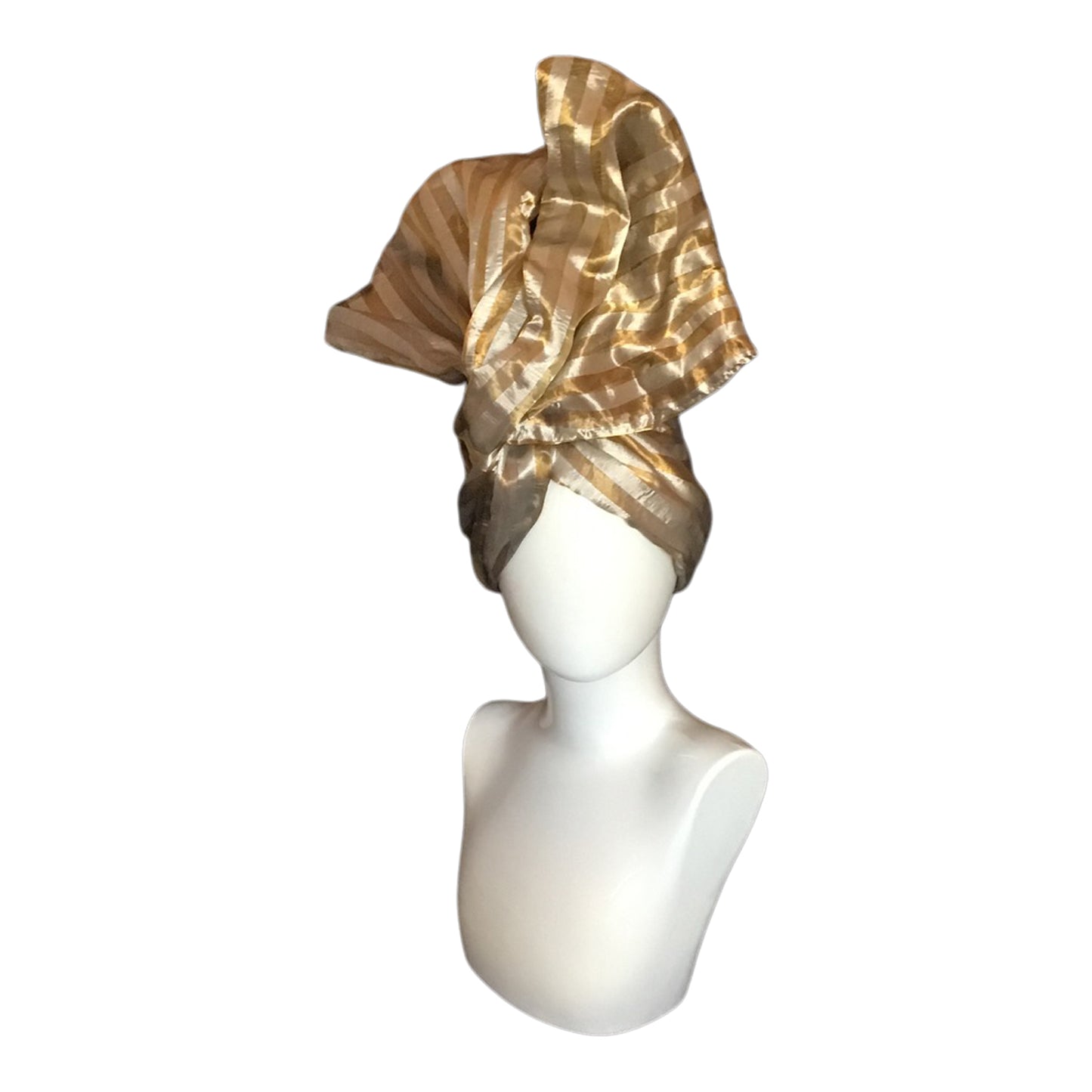 Twisturban® Turban in silk silver and gold  Lame stripe