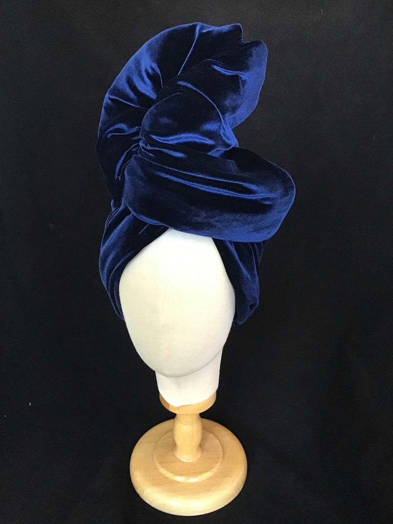 Velvet  Twisturban in navy blue