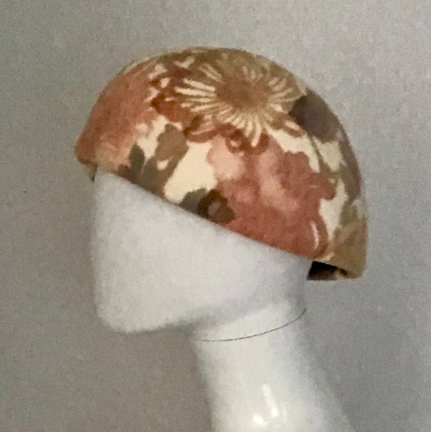 Fur felt floral print beret