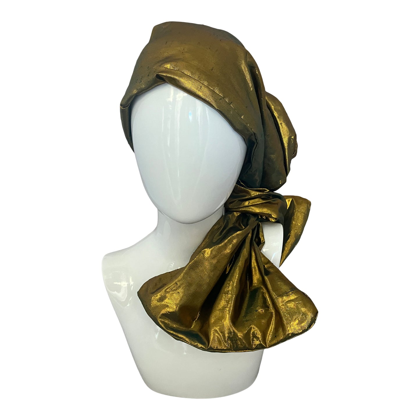 Silk Shantung Twisturban in old gold metallic