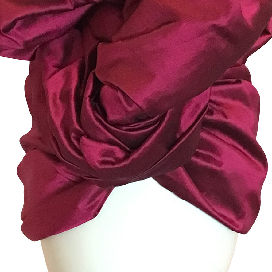 XL Claret silk shantung crescent Twisturban®