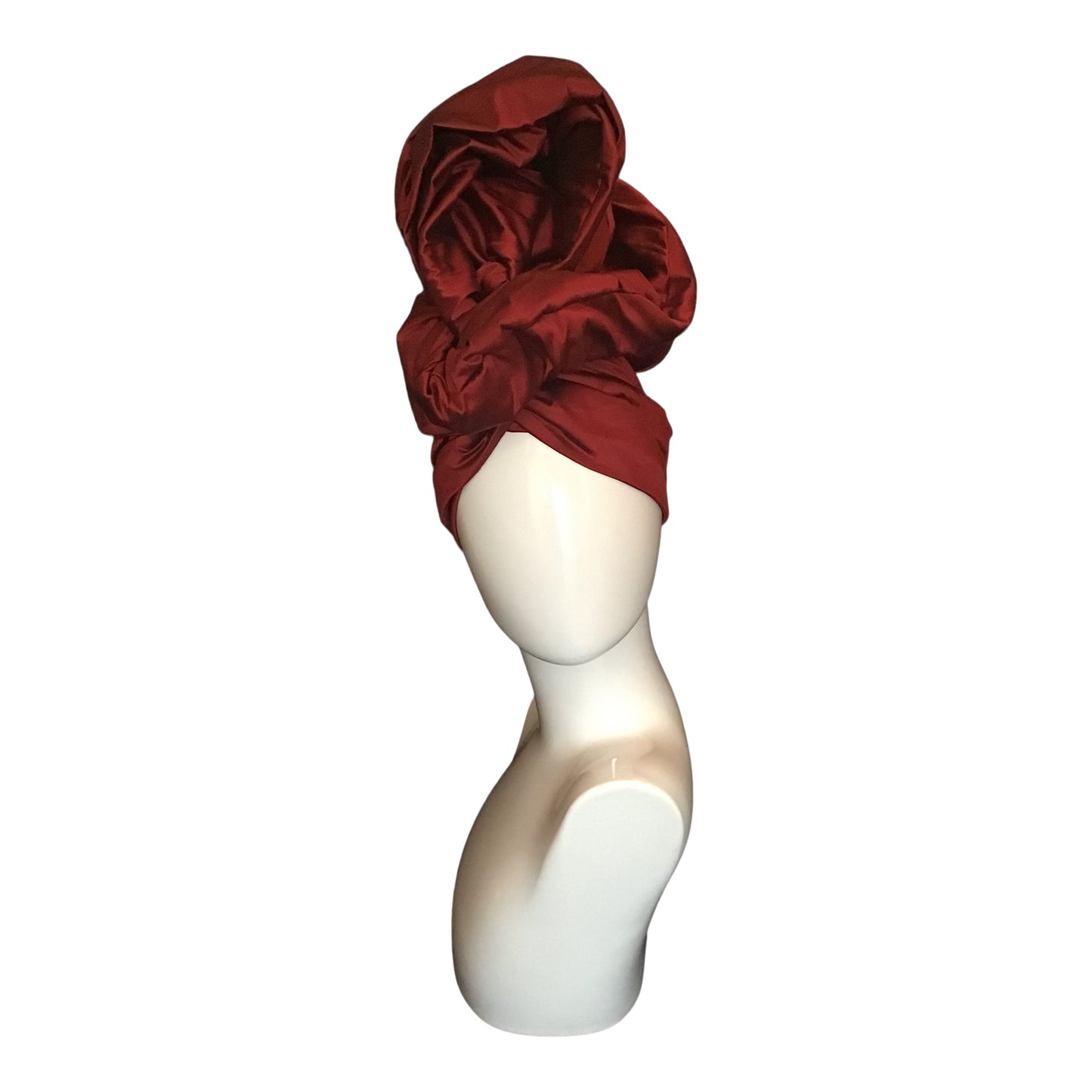 XL Red silk shantung crescent Twisturban® color 120