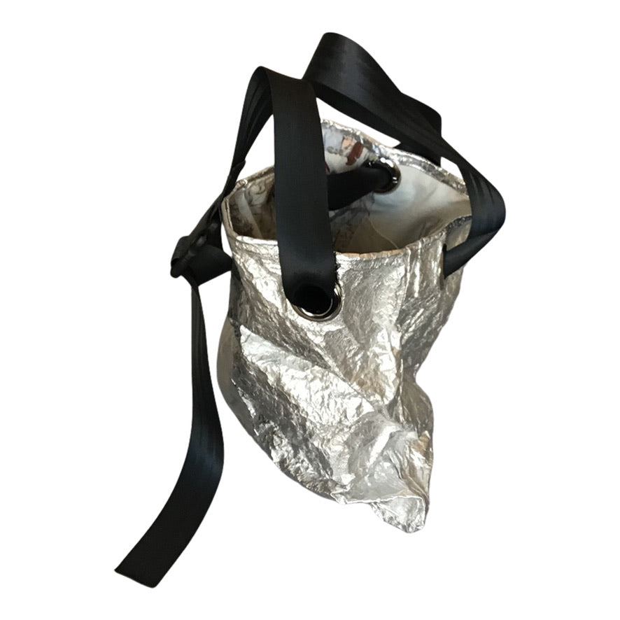Morphy Silver Vegan Leather adjustable strap messenger bag