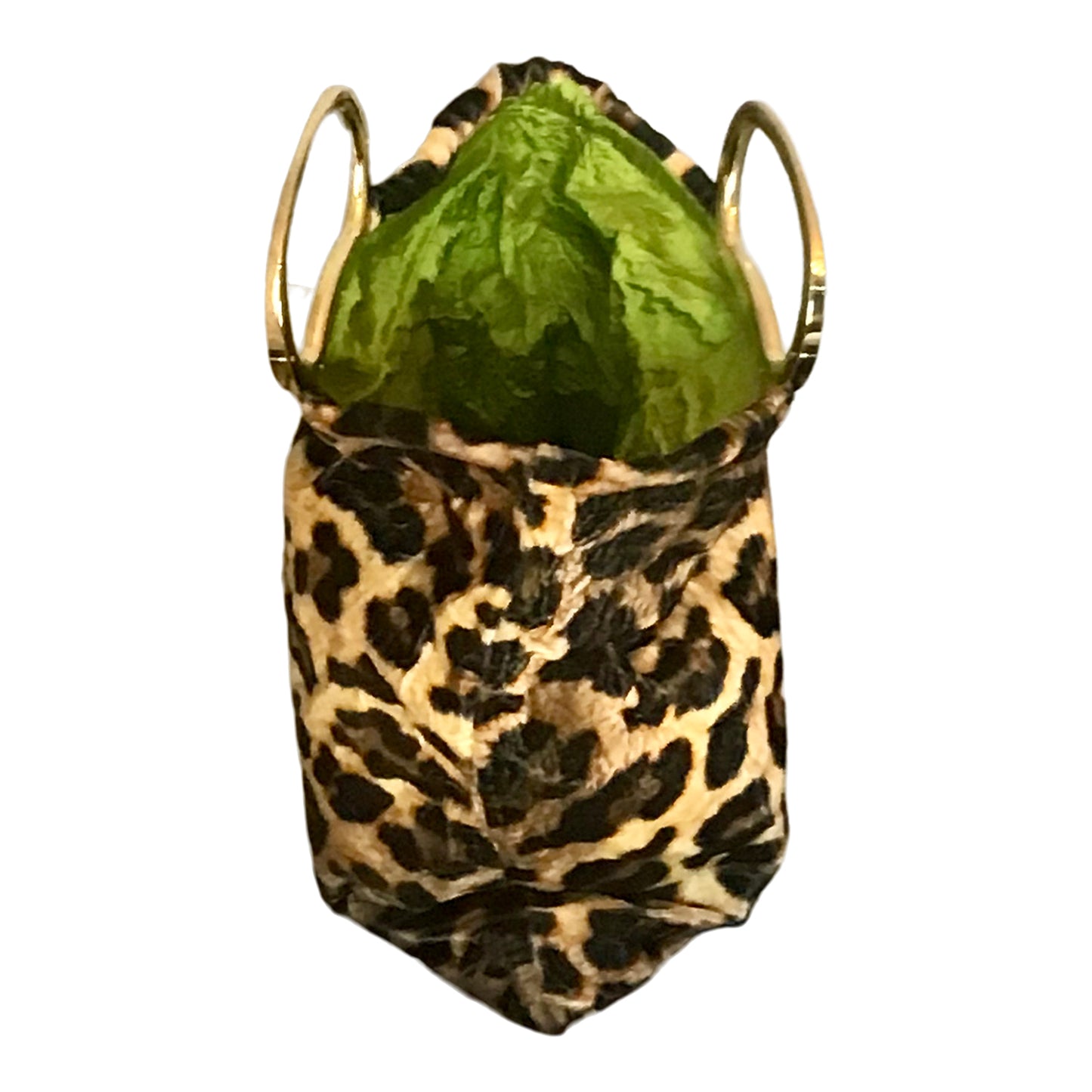 Morphy Leopard Print Velvet & Silk Gold Handle Bag