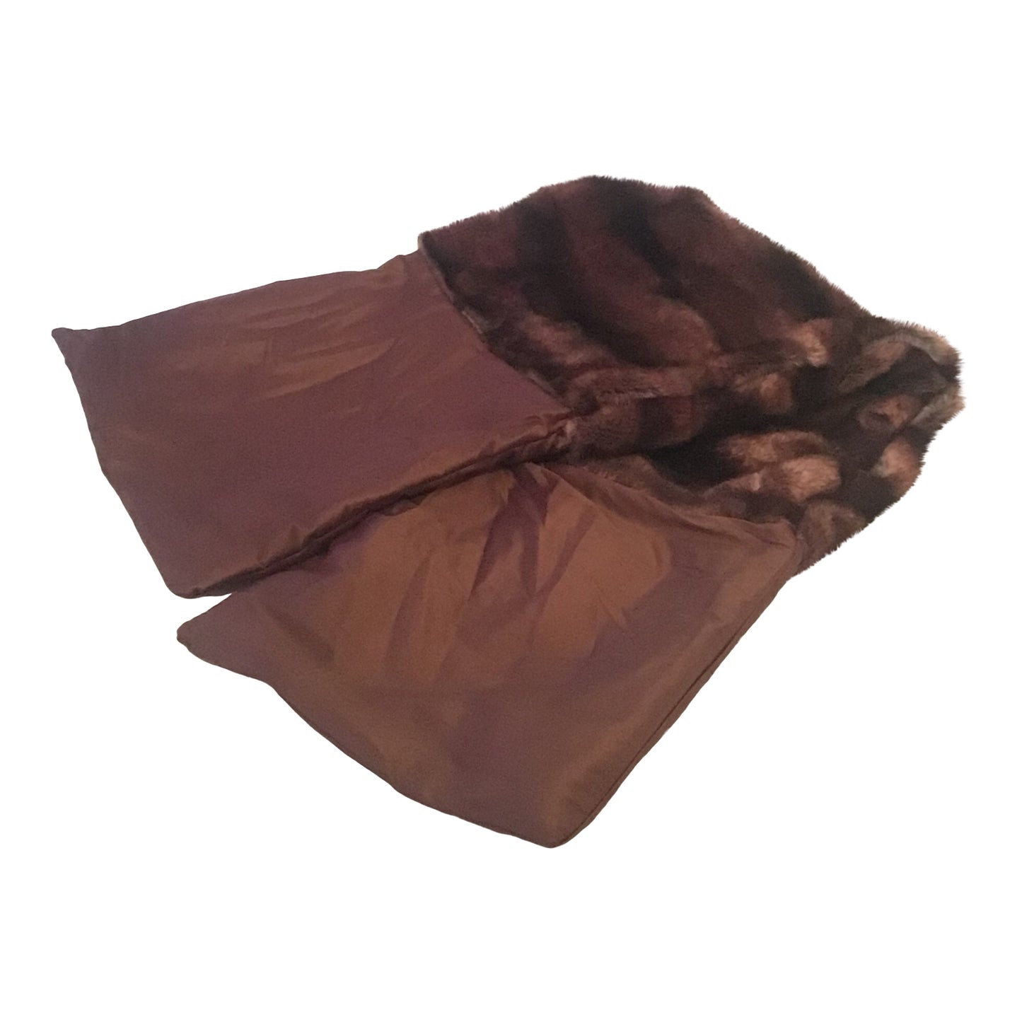 Faux Fur and Silk shantung Twisturban in cherry chocolate
