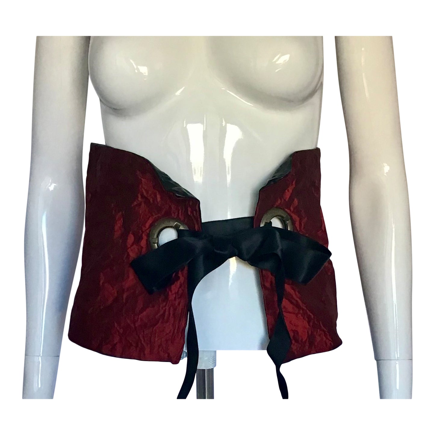 Morphy corset belt in vegan leather and silk shantung