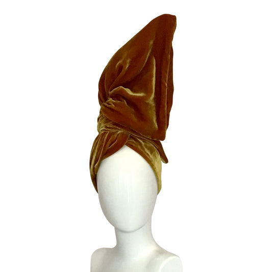 Velvet Twisturban Turban in silk/rayon velvet Saffron