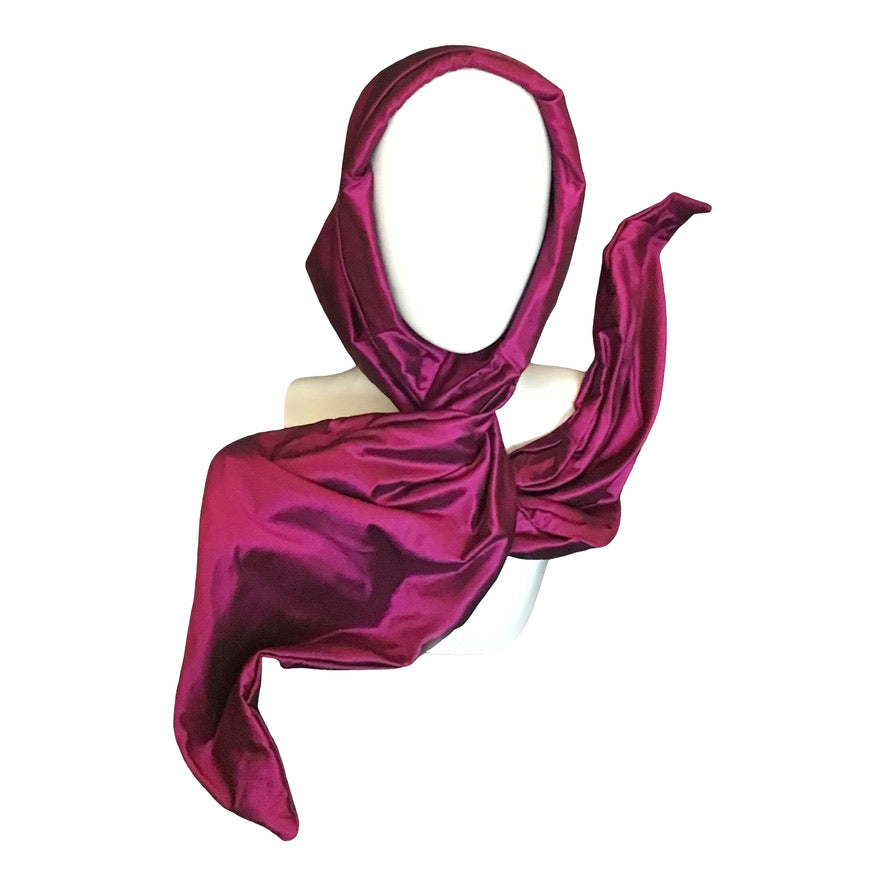 XL Claret silk shantung crescent Twisturban®