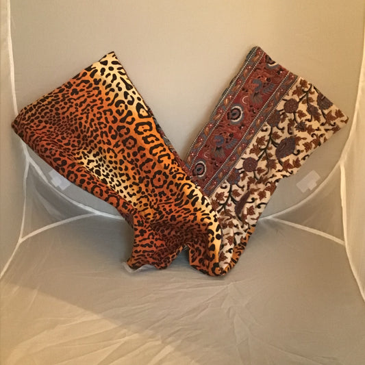 Lady kkz Deep  Orange / Black  Leopard And Indian Block Print