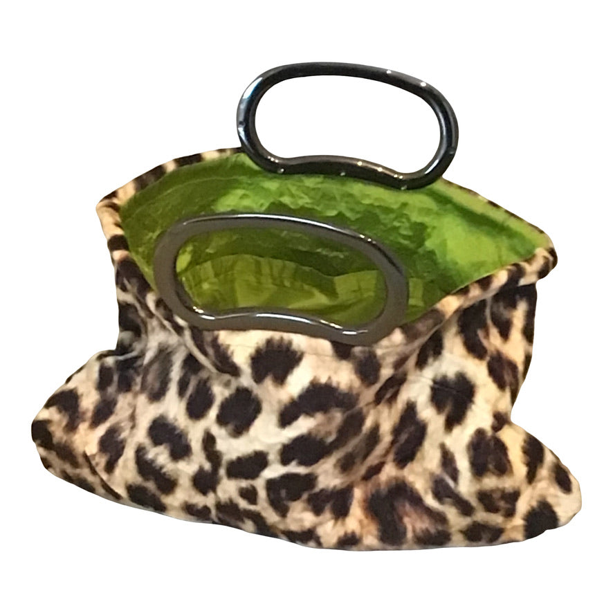 Morphy Leopard print small Velvet & Silk Handle  Bag