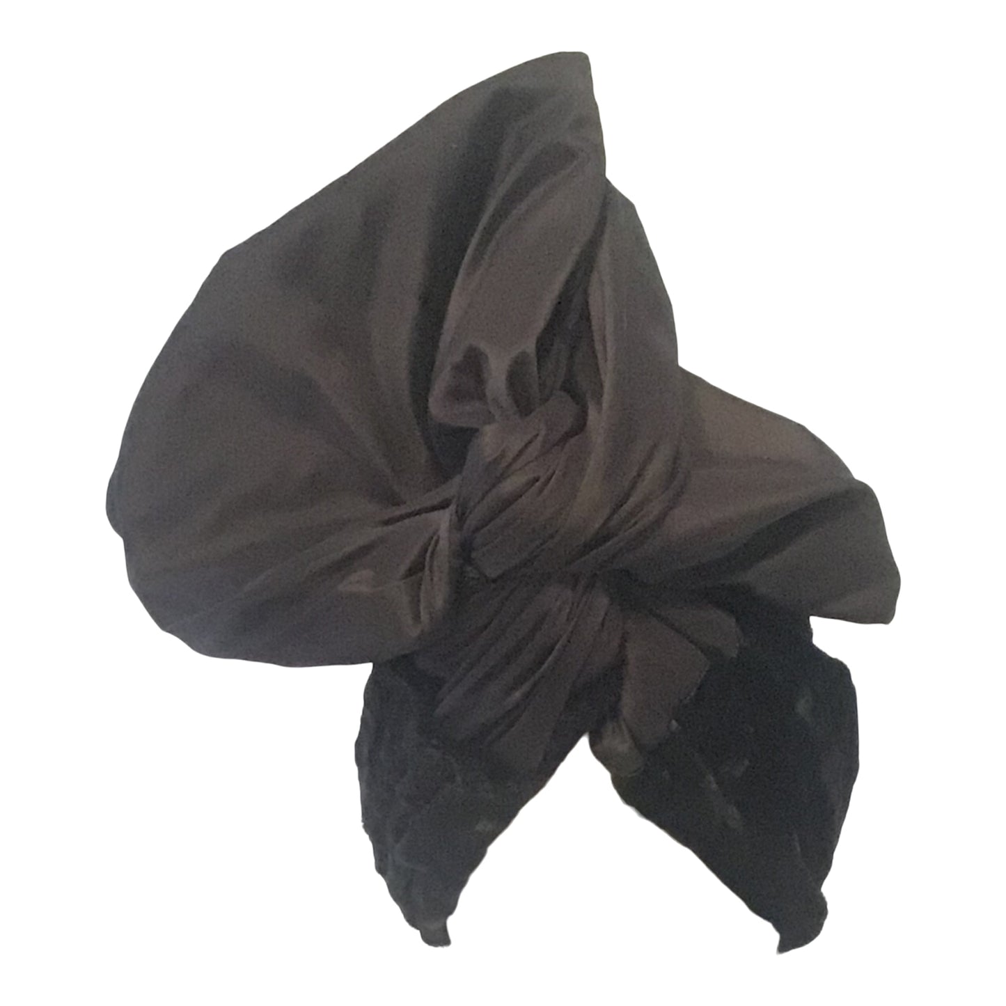 Faux Fur and Silk shantung Twisturban in black