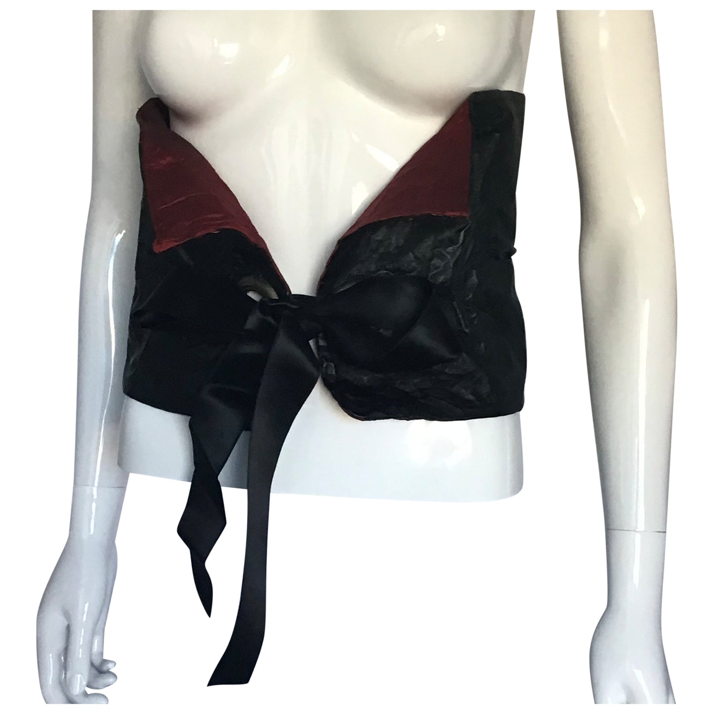 Morphy corset belt in vegan leather and silk shantung