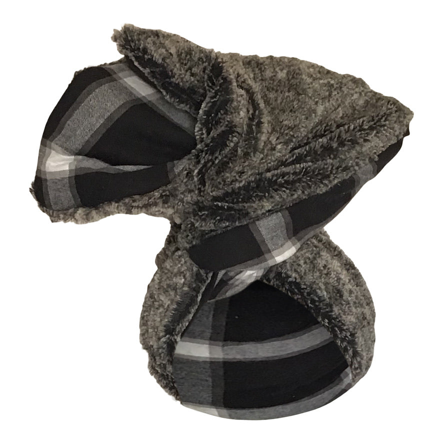 Faux Fur and cotton flannel reversible Twisturban
