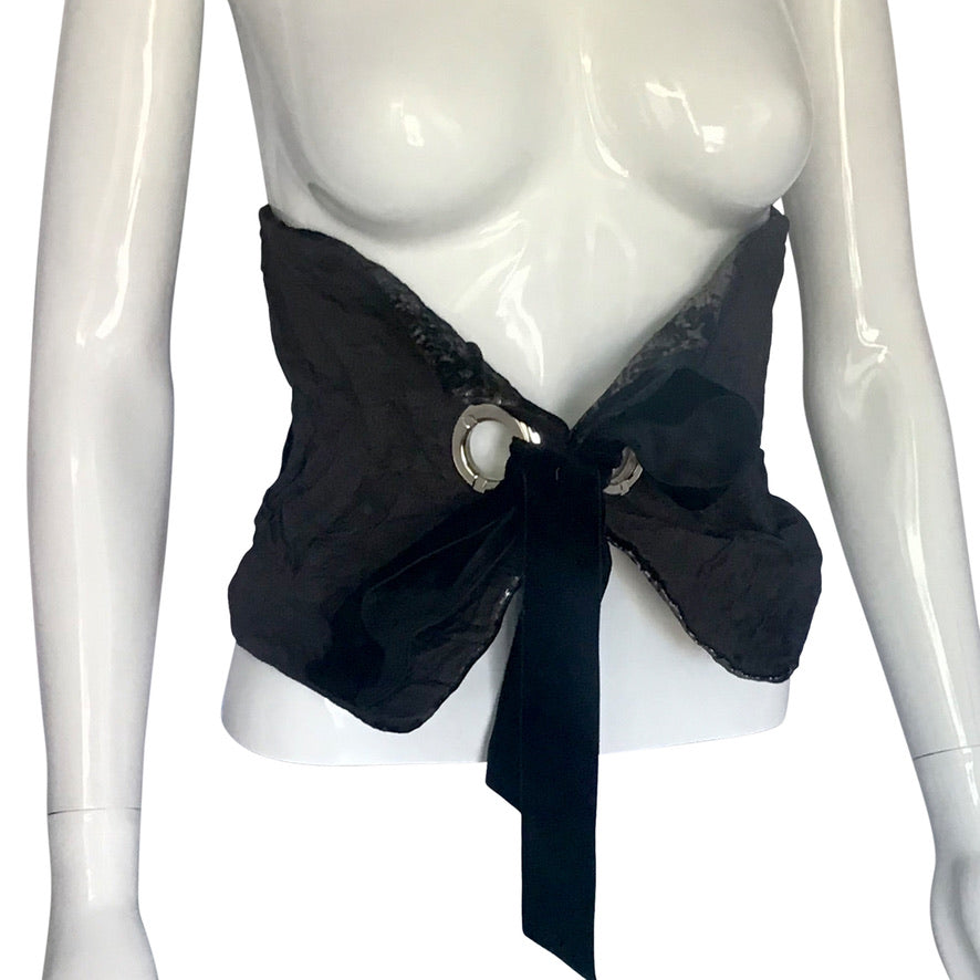 Morphy corset belt in metallic velvet and silk twill