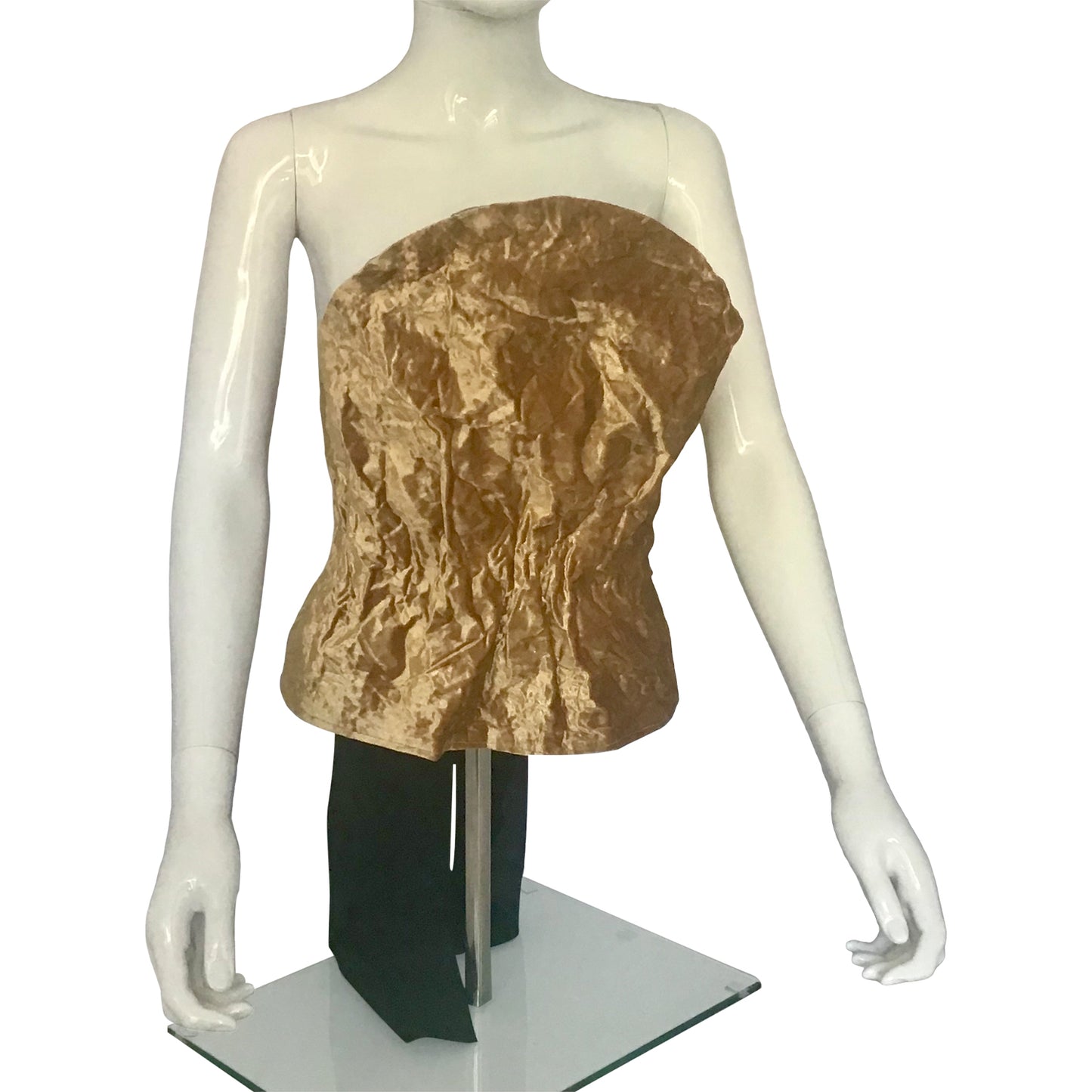 Morphy "armor"  vest in gold velvet  and metallic silk shantung