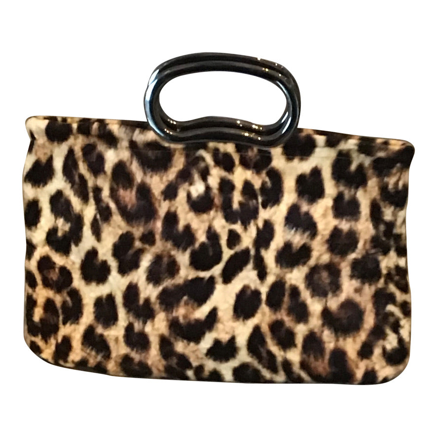 Morphy Leopard print small Velvet & Silk Handle  Bag