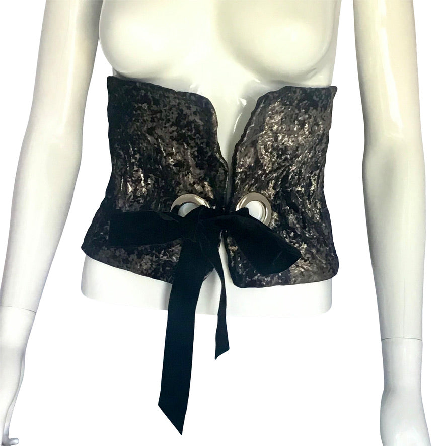 Morphy corset belt in metallic velvet and silk twill