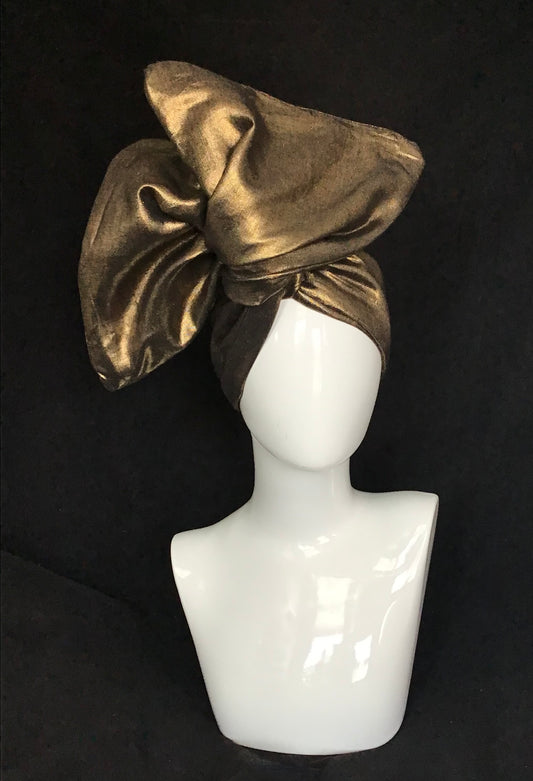 Linen Twisturban® in gold metallic- slightly irregular