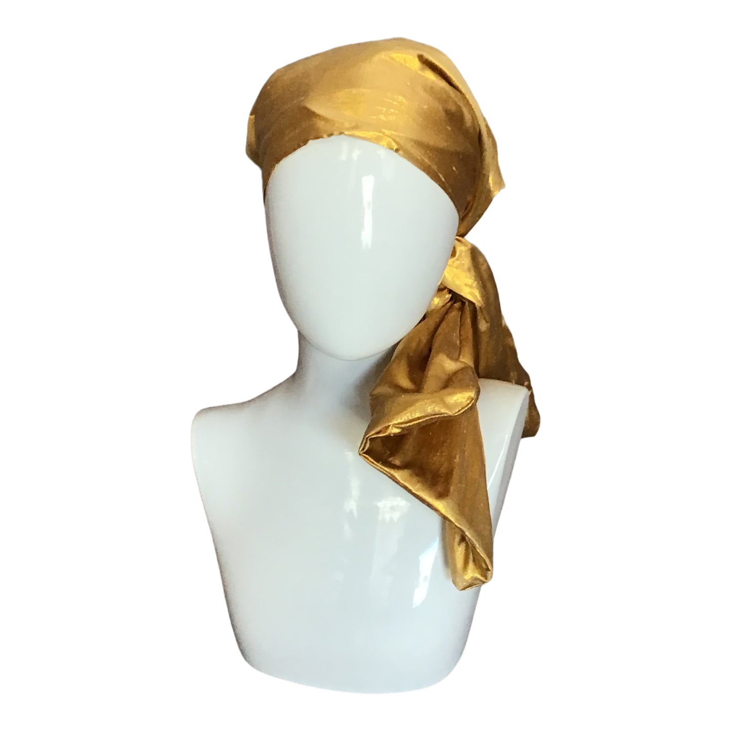 Silk Shantung Twisturban in gold metallic