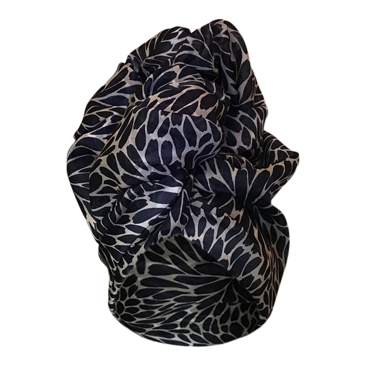 Silk Organza Twisturban Turban in Navy & White Extra Full