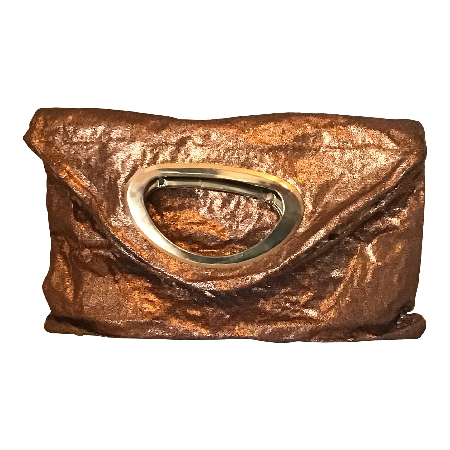 Morphy Metallic  Linen & Silk Medium Oval Handle Clutch Bag