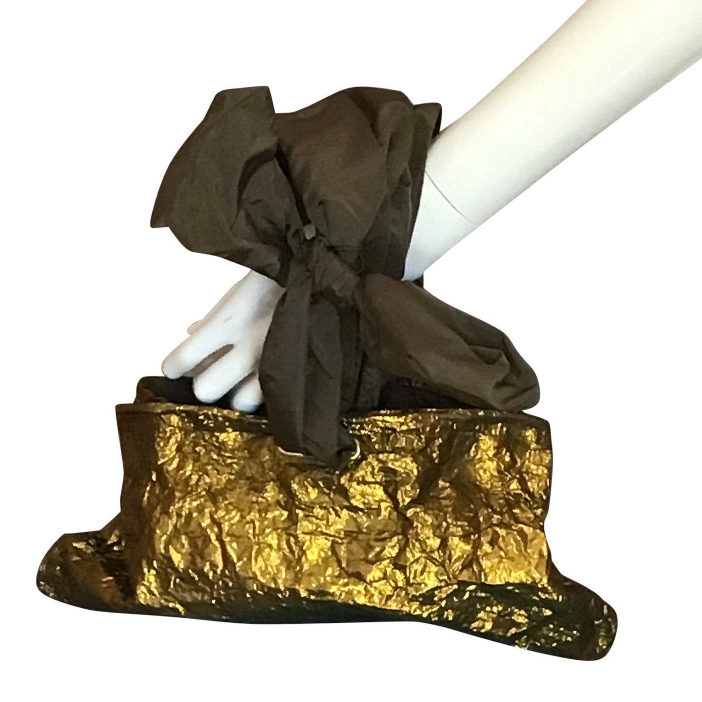 Morphy Metallic Old Gold Silk Shantung Wrist Bag