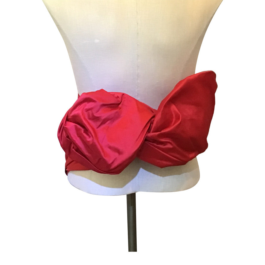 XL Bright Red silk shantung crescent Twisturban® color 118