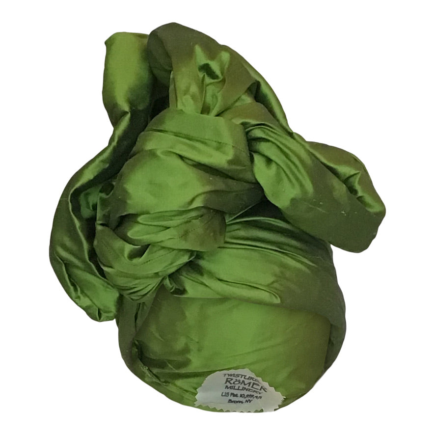 Silk shantung large Twisturban in Olive color #113