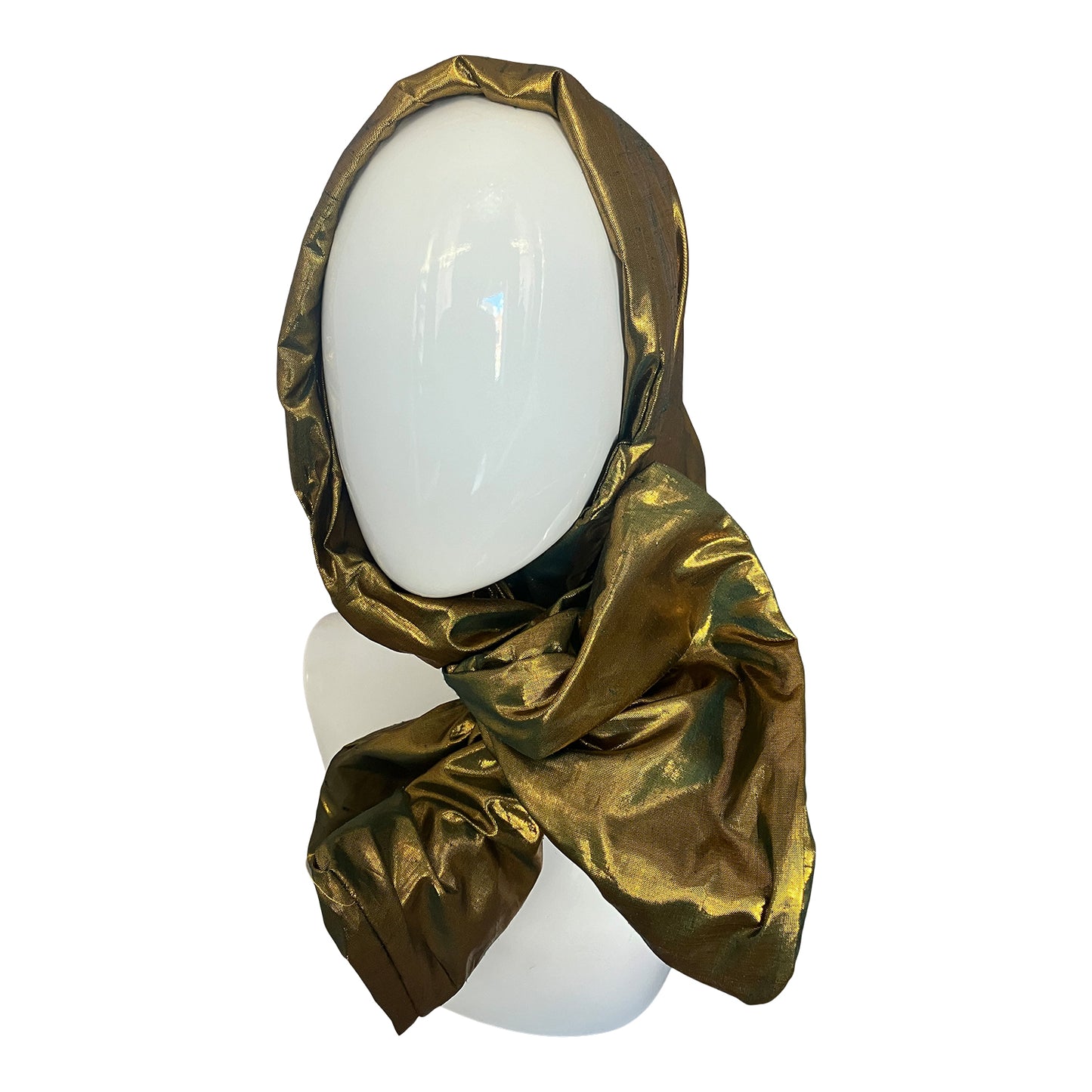 Silk Shantung Twisturban in old gold metallic