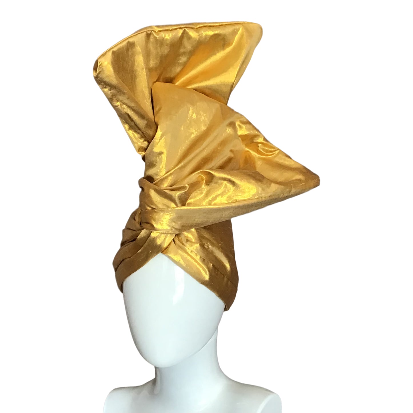 Silk Shantung Twisturban in gold metallic