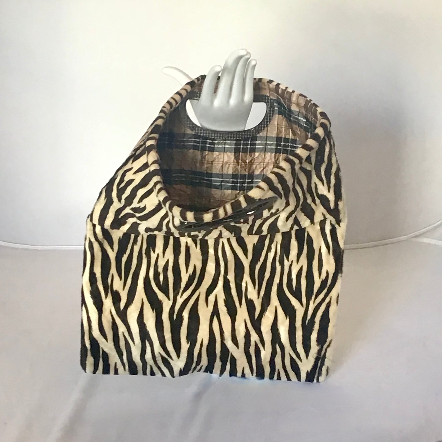 Morphy Zebra print Velvet & Tie Silk Handle  Bag