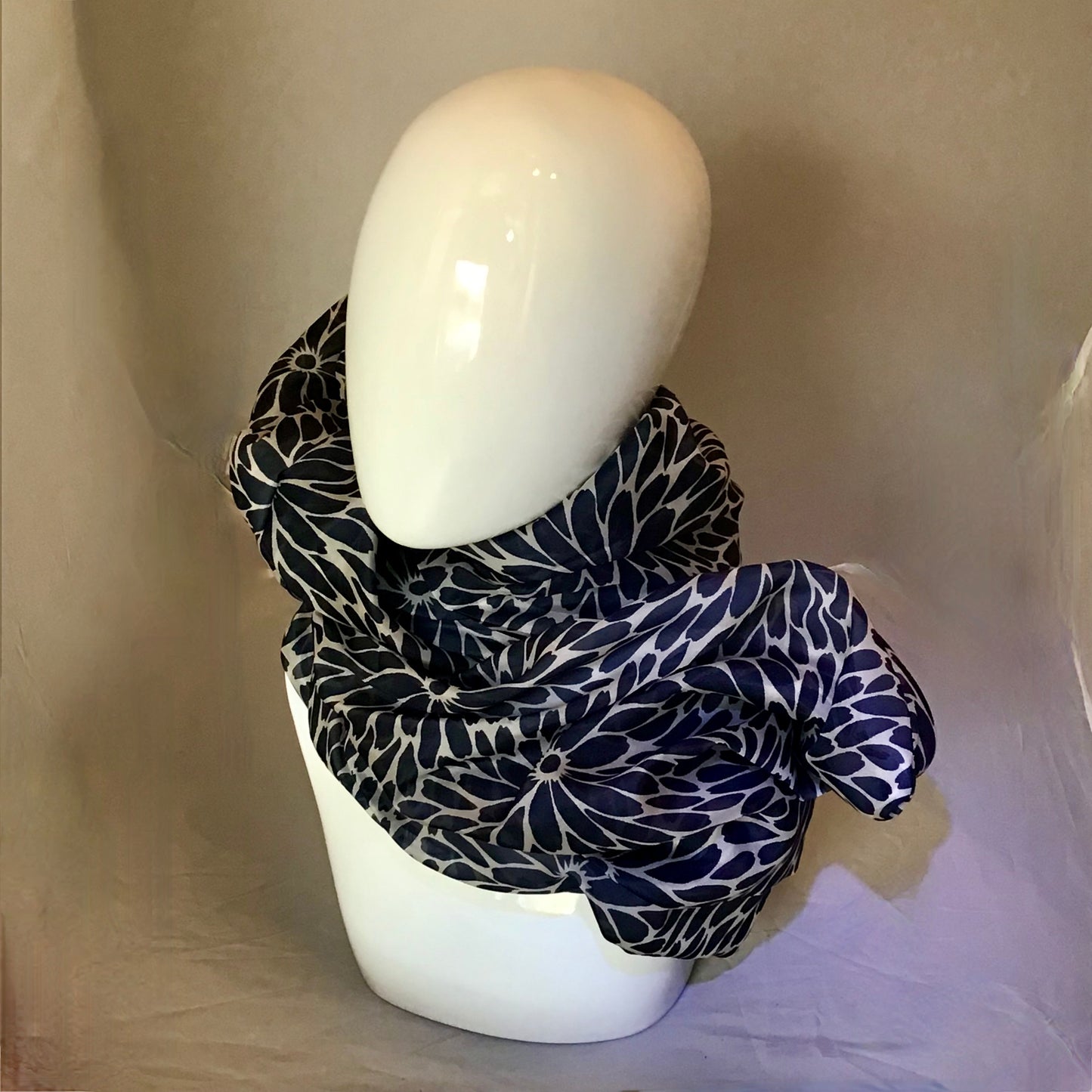 Silk Organza Twisturban Turban in Navy & White Extra Full