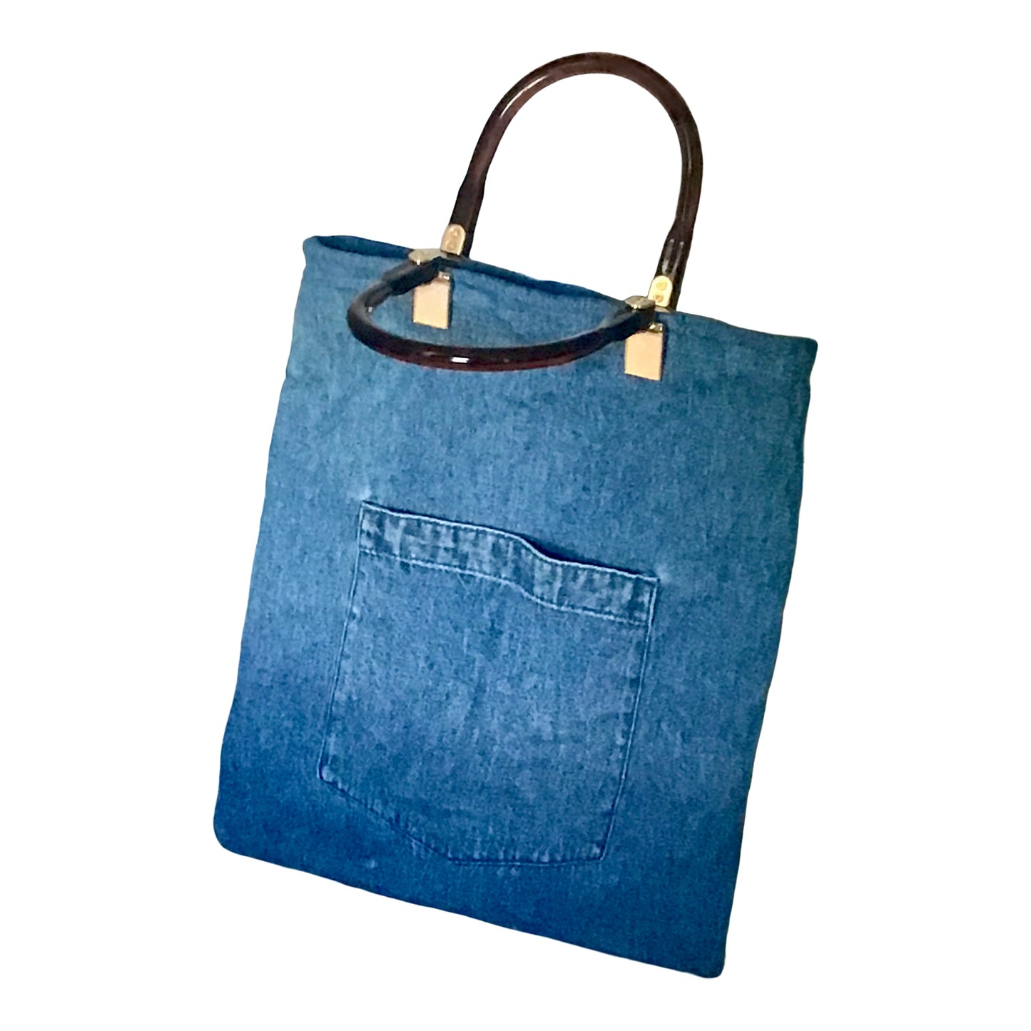 Morphy Upcycled Denim Bag With Faux Tortioise Handle