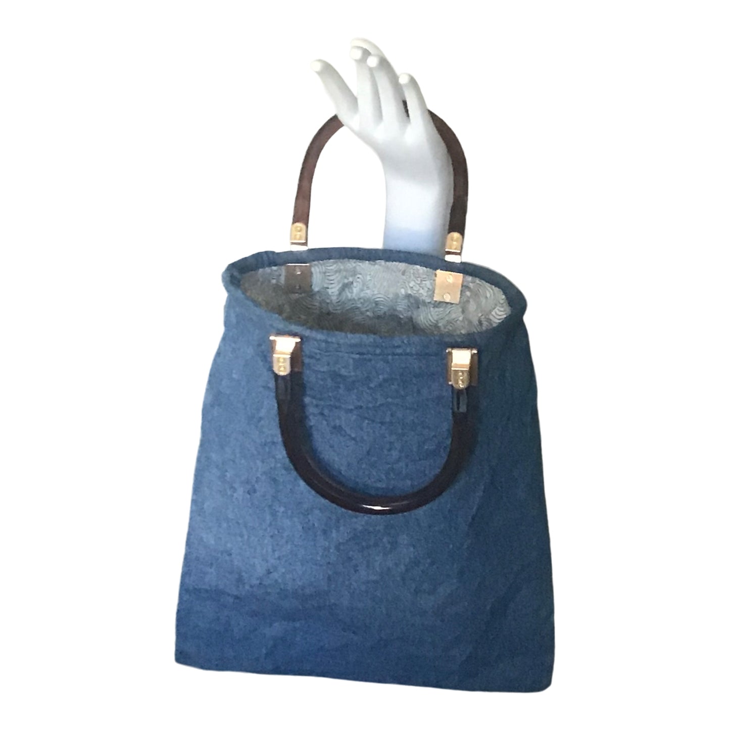 Morphy Upcycled Denim Bag With Faux Tortioise Handle