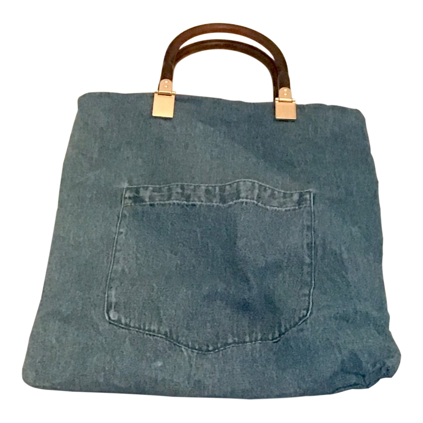 Morphy Upcycled Denim Bag With Faux Tortioise Handle