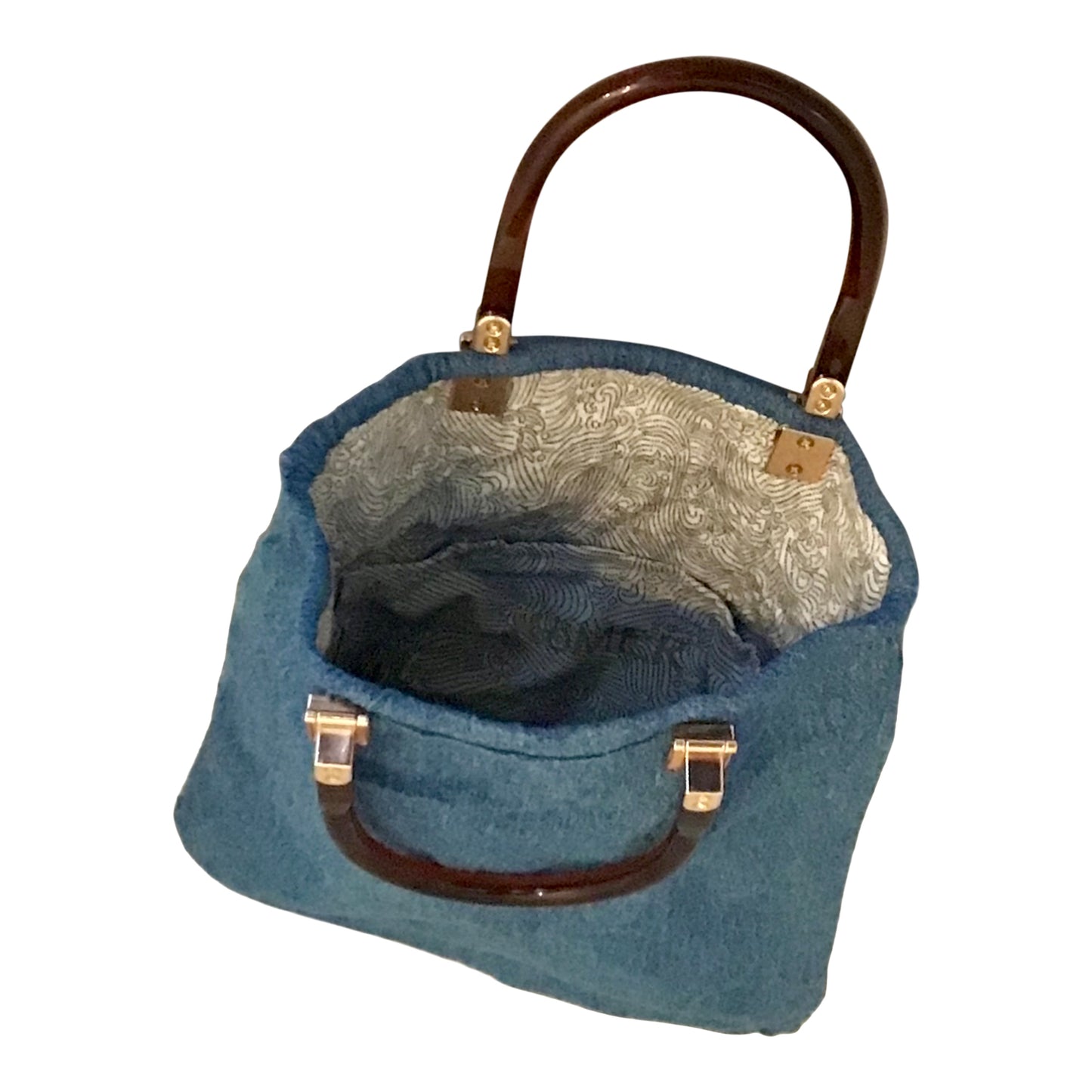 Morphy Upcycled Denim Bag With Faux Tortioise Handle