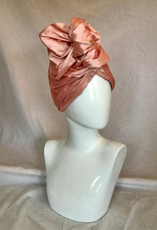 Silk shantung Twisturban in Rose color 104