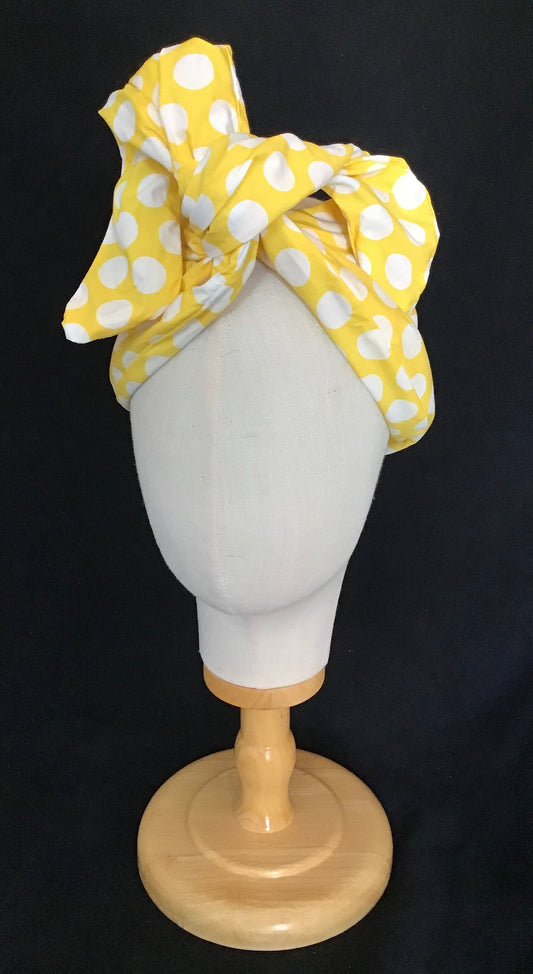 Mini Twisturban in yellow dot cotton  Rosie the Riveter  *sample