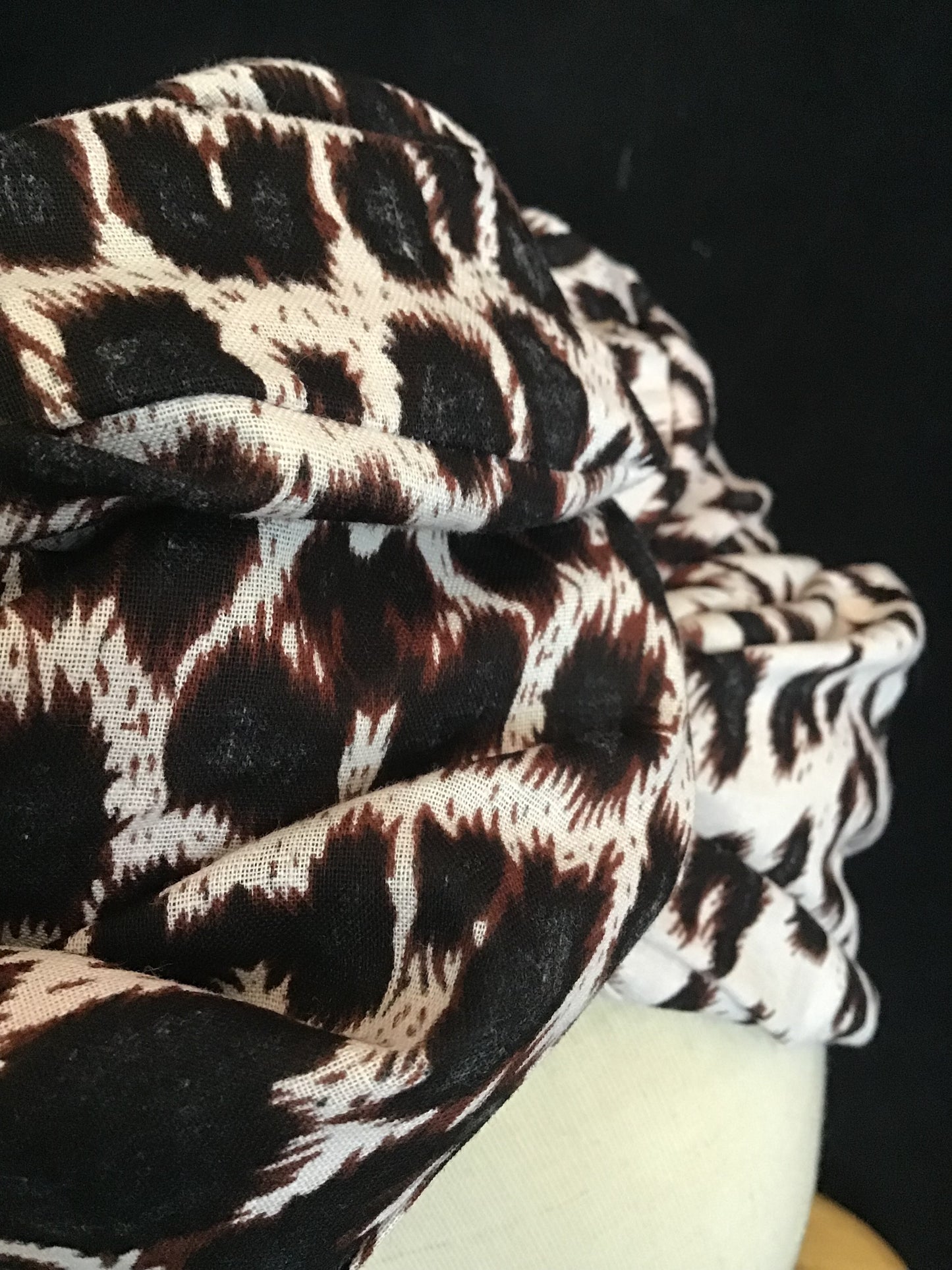 brown/ black/ grey cheetah print on white cotton