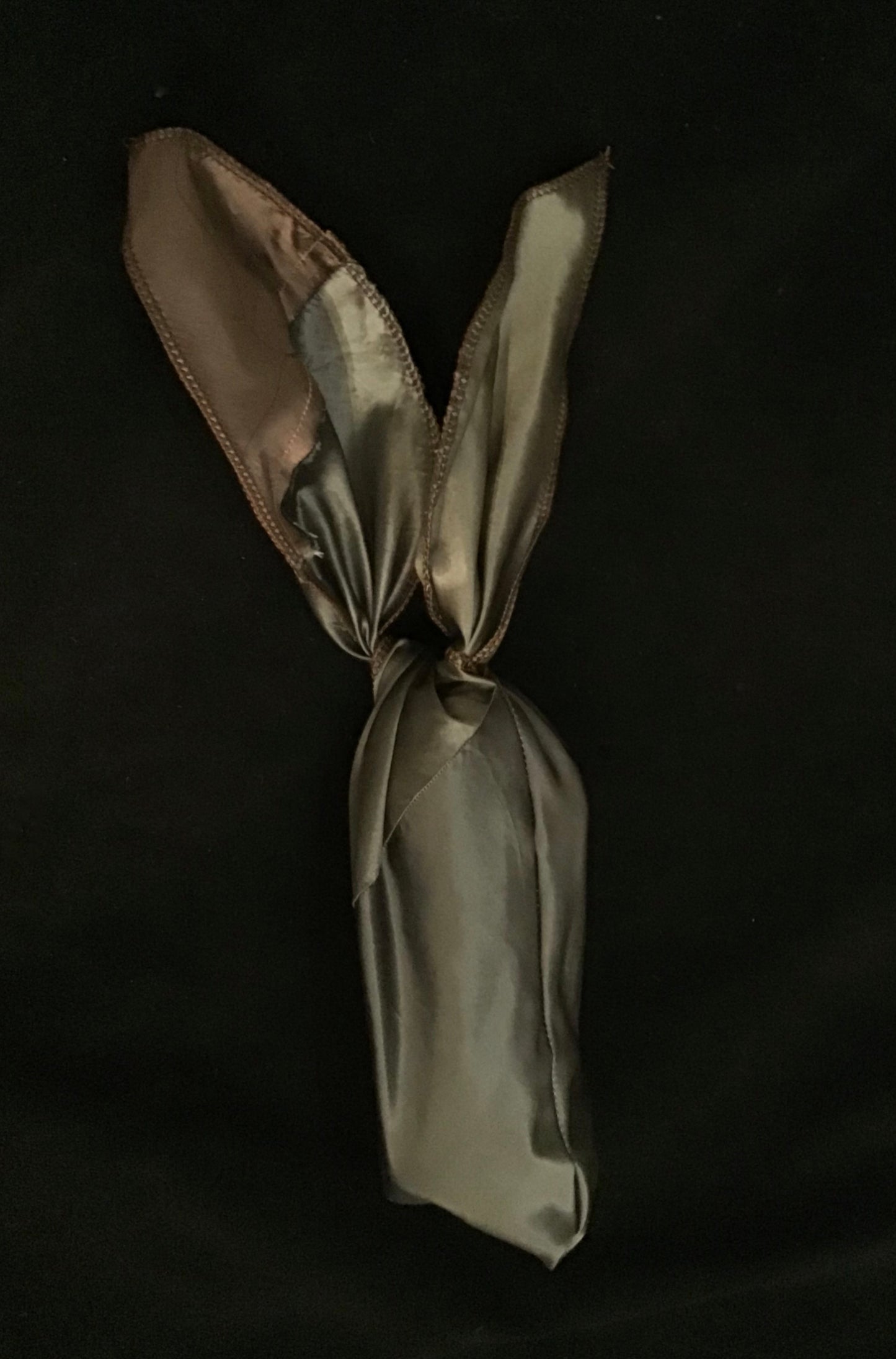 Mini Twisturban in bronze/ gunmetal silk taffeta