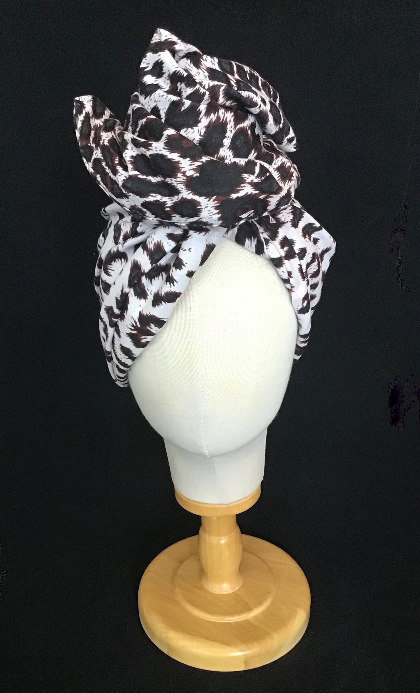 brown/ black/ grey cheetah print on white cotton